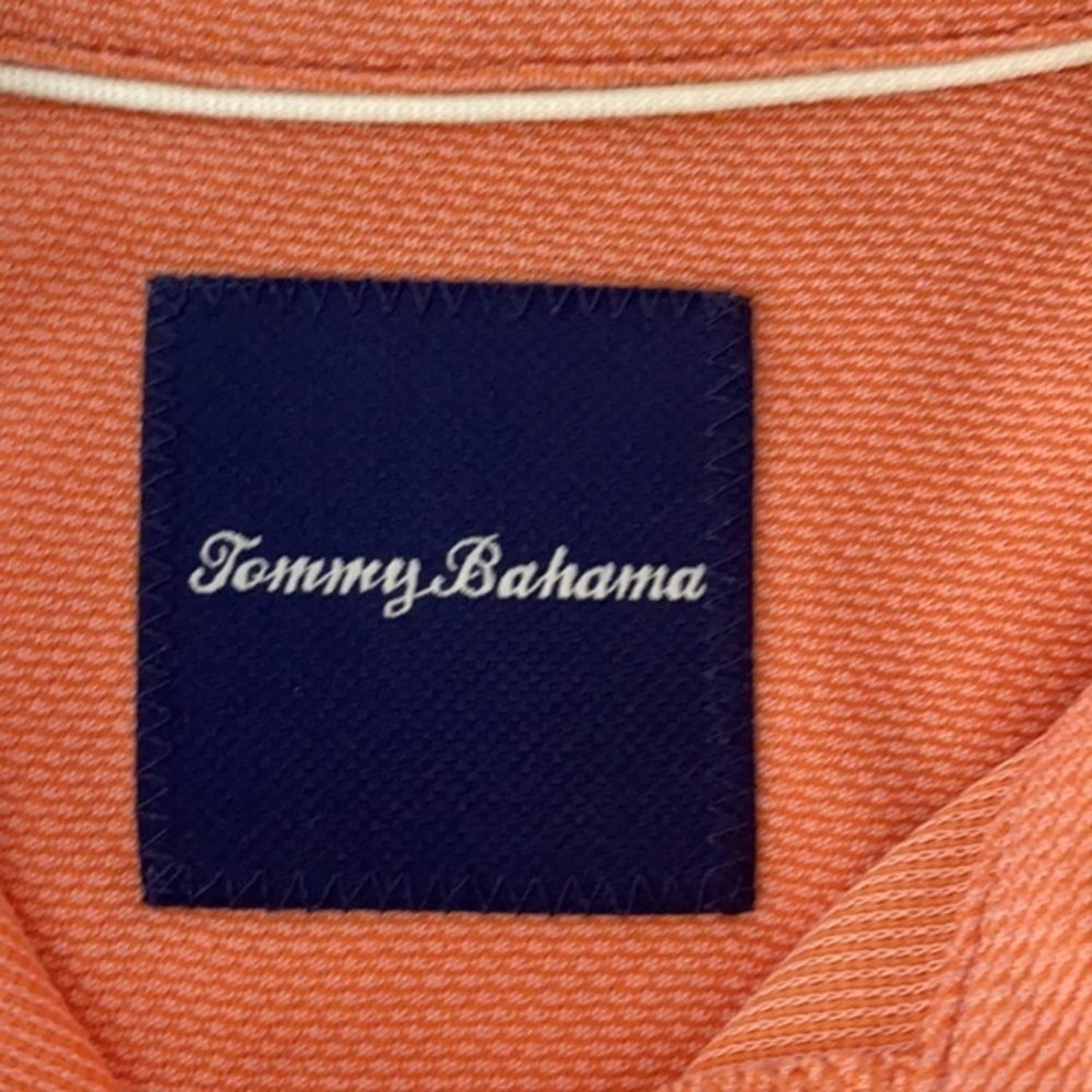 Tommy Bahama Men Orange Polo Shirt Large EUC - Picture 3 of 7